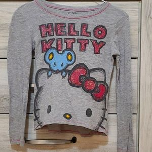 Hello Kitty L/S Grey Tee w/Kitty & Mouse